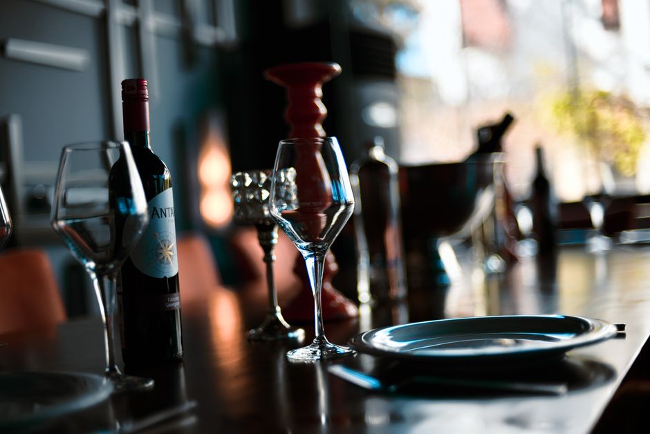 Professional dining team setting