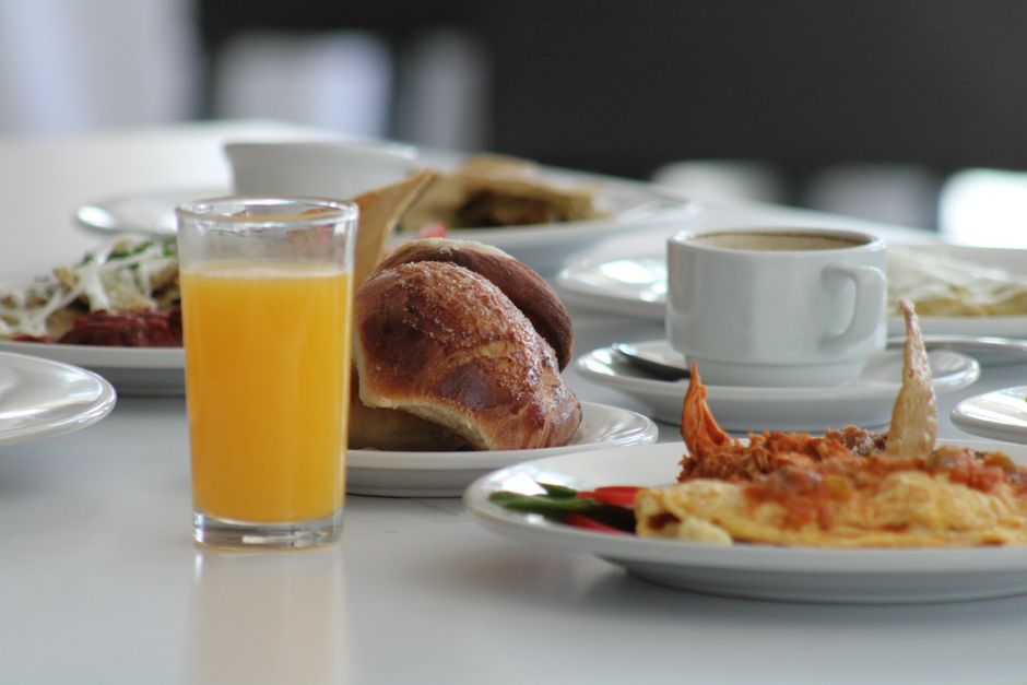 Breakfast fine dining presentation