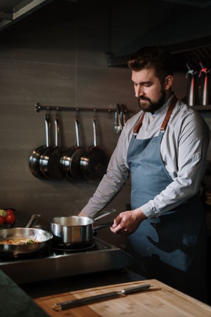 Professional chef working in scratch kitchen
